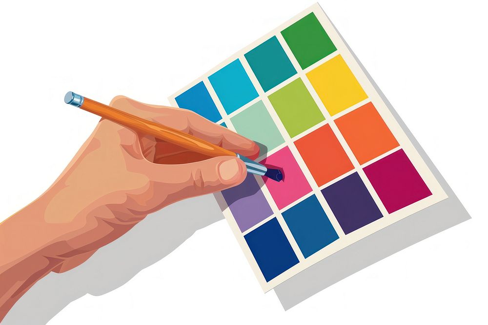 Color palette guide paint hand paintbrush.