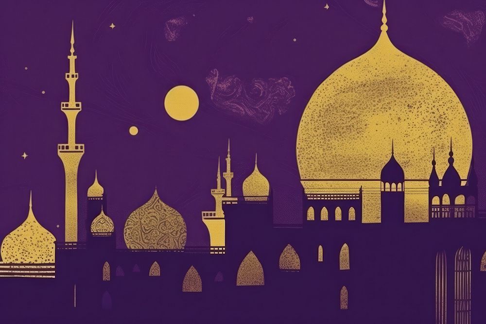 Mosque architecture building purple. AI generated Image by rawpixel.