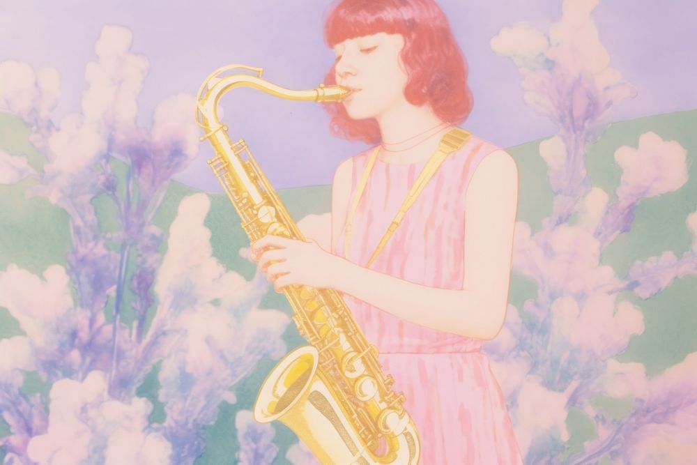 Person playing saxophone adult music performance.