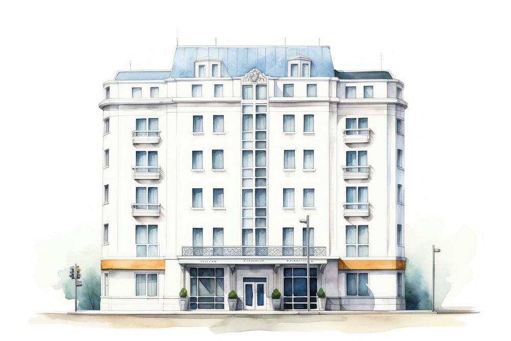 Hotel building architecture city white background. AI generated Image by rawpixel.
