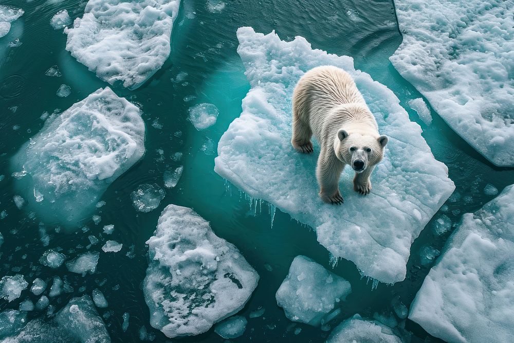 Melting icebergs bear wildlife outdoors.