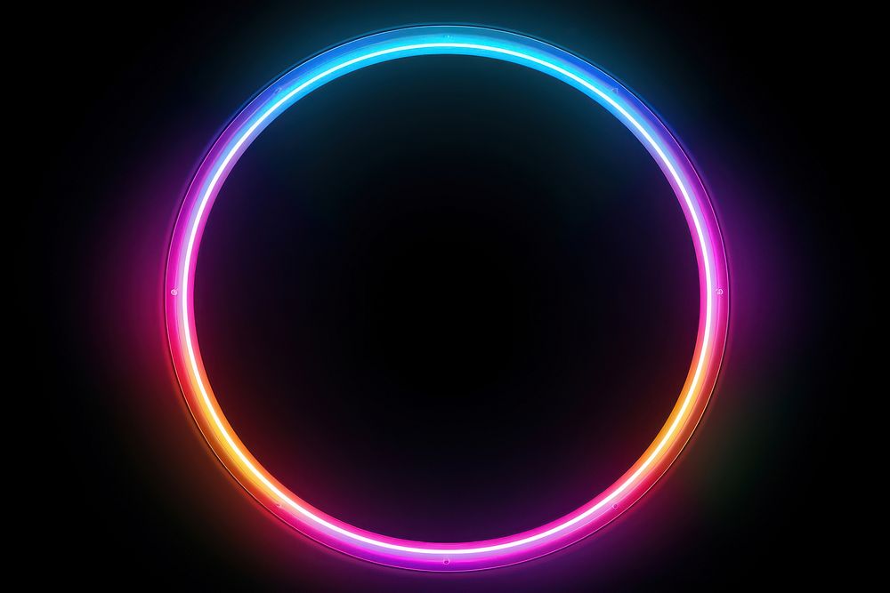  Neon lights on dark background circle illuminated technology. AI generated Image by rawpixel.