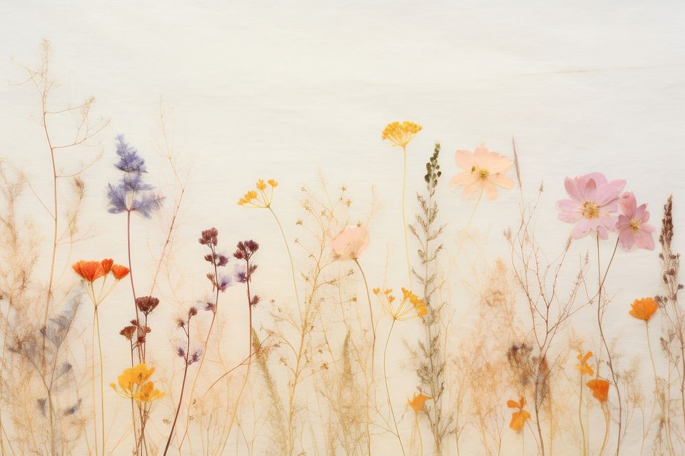 Real pressed flowers backgrounds painting outdoors.