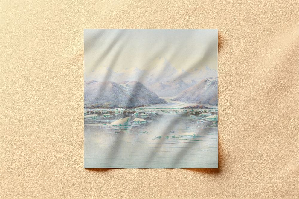 Glued printed nature landscape paper