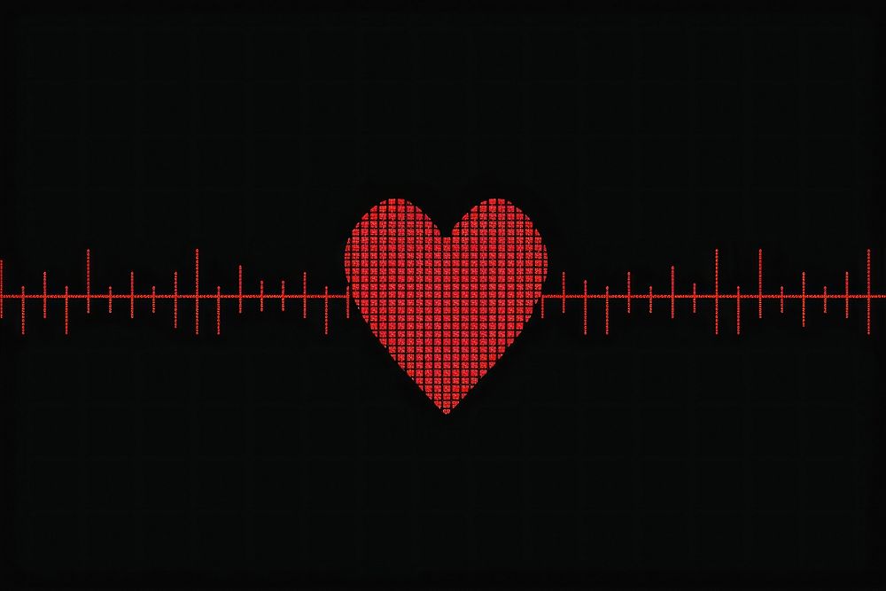 A heart with heart beat EKG graph backgrounds technology darkness. AI generated Image by rawpixel.