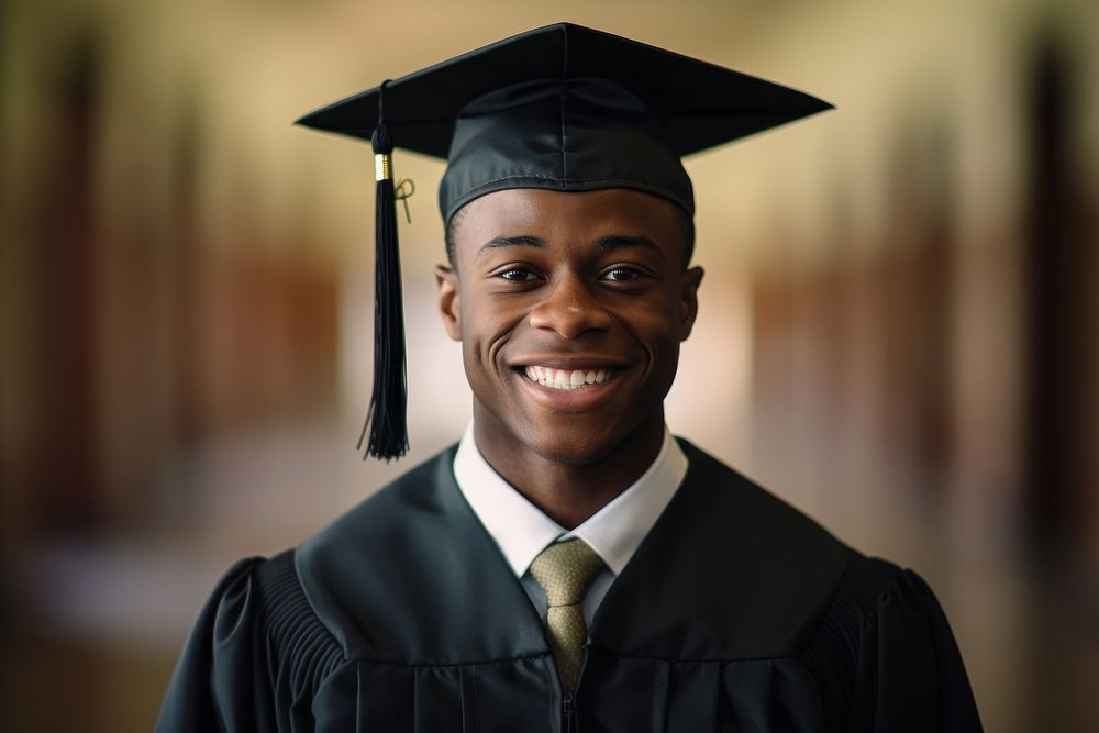 African American man graduation portrait student. 
