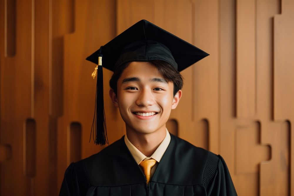 Half-Asian-american boy graduation portrait student. AI generated Image by rawpixel.
