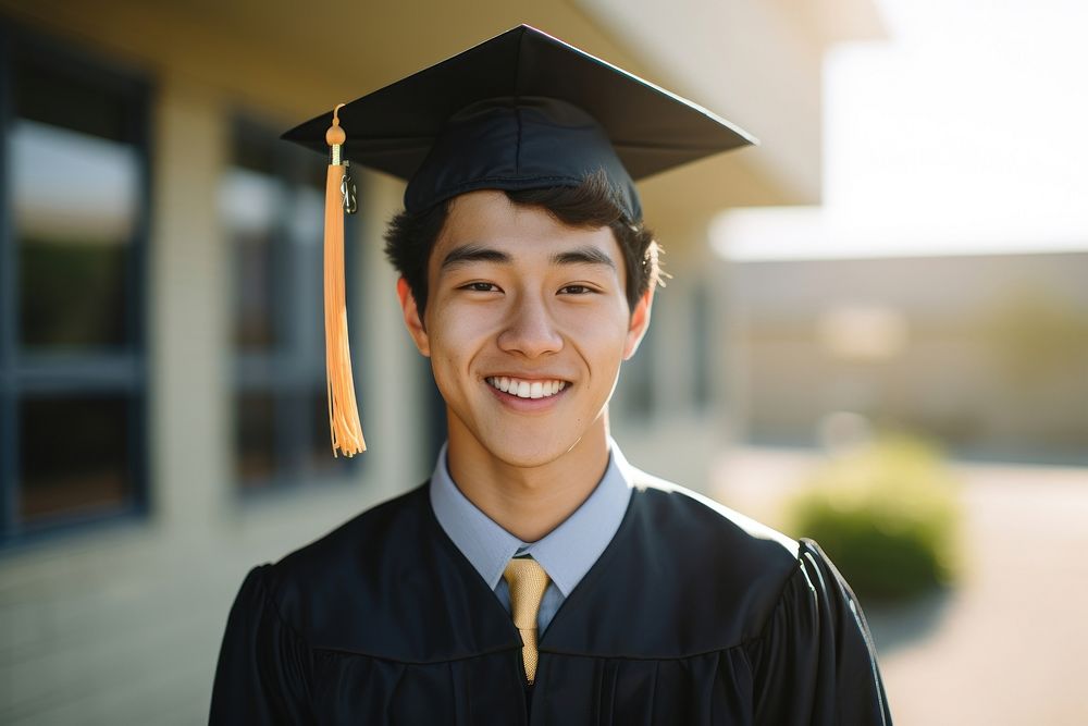 Half-Asian-american boy graduation portrait student. AI generated Image by rawpixel.