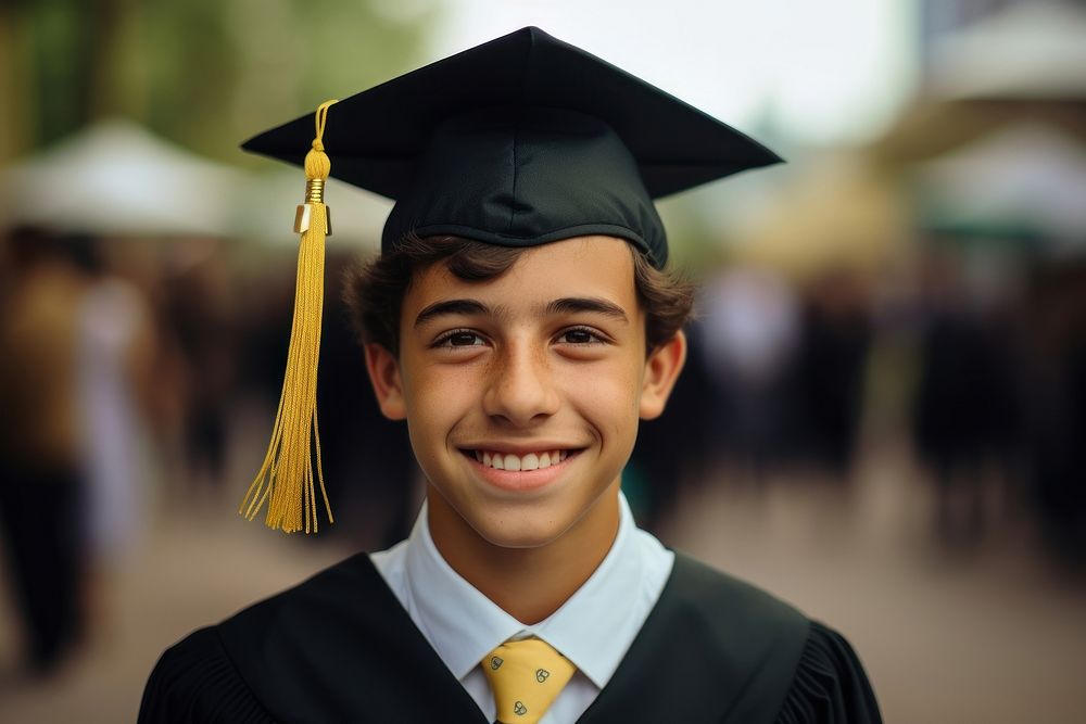 Hispanic boy graduation portrait student. AI generated Image by rawpixel.