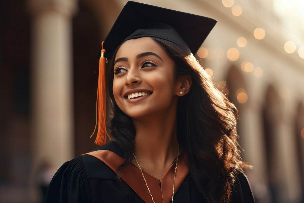 Indian woman graduation portrait student. AI generated Image by rawpixel.