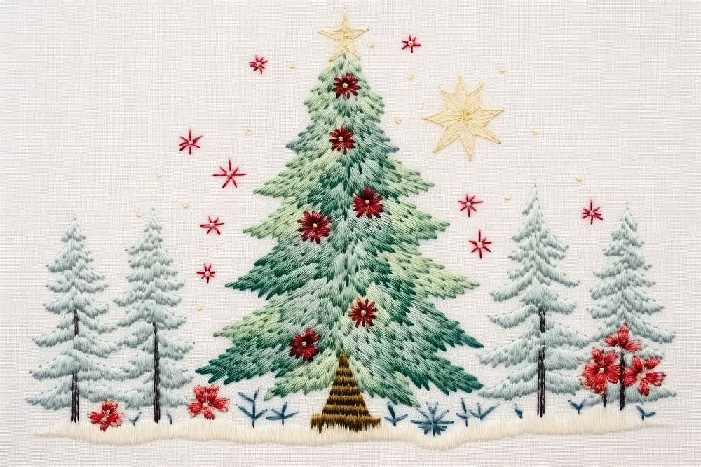 Christmas embroidery needlework textile.