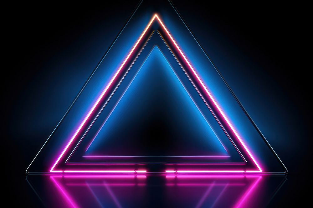  Neon lights on dark background triangle purple line. AI generated Image by rawpixel.