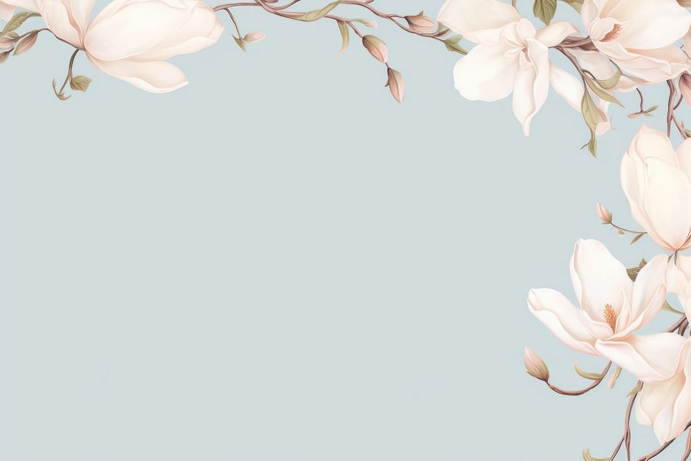 Magnolia border frame backgrounds blossom pattern. AI generated Image by rawpixel.