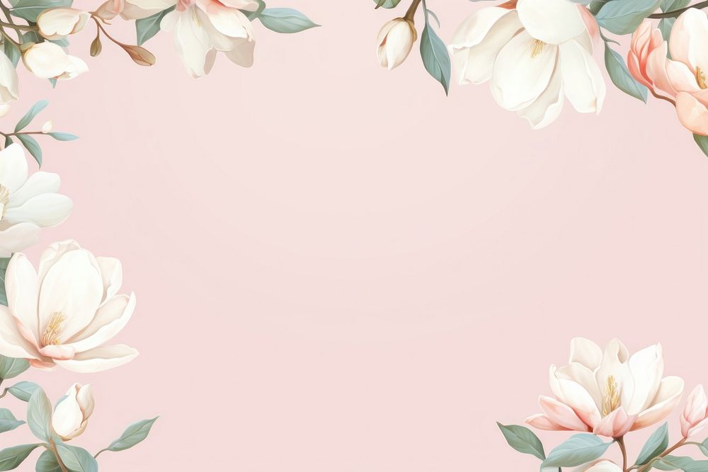 Magnolia border frame backgrounds pattern flower. AI generated Image by rawpixel.