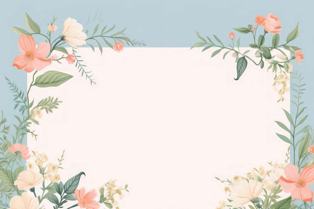 Botanical floral border frame backgrounds pattern flower. AI generated Image by rawpixel.
