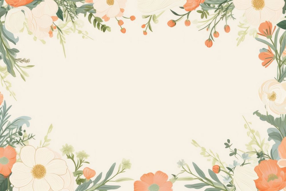 Botanical floral border frame backgrounds pattern freshness. AI generated Image by rawpixel.