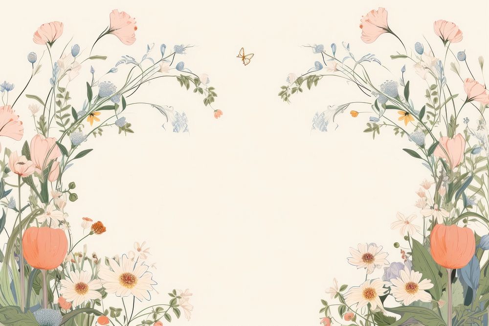 Botanical floral frame backgrounds pattern flower. AI generated Image by rawpixel.