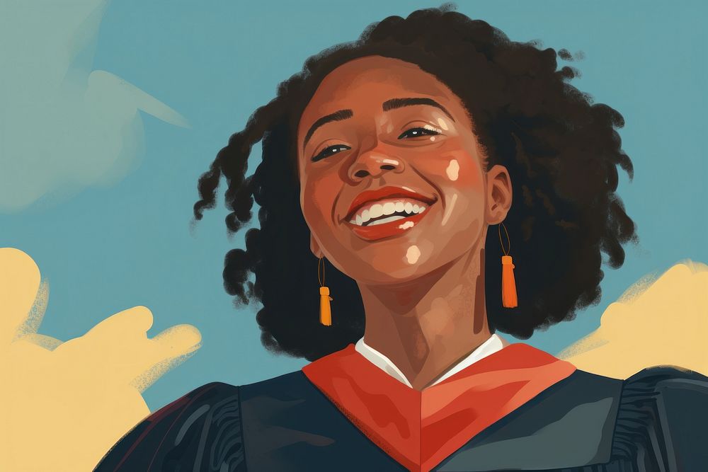 African american girl graduation laughing portrait. AI generated Image by rawpixel.