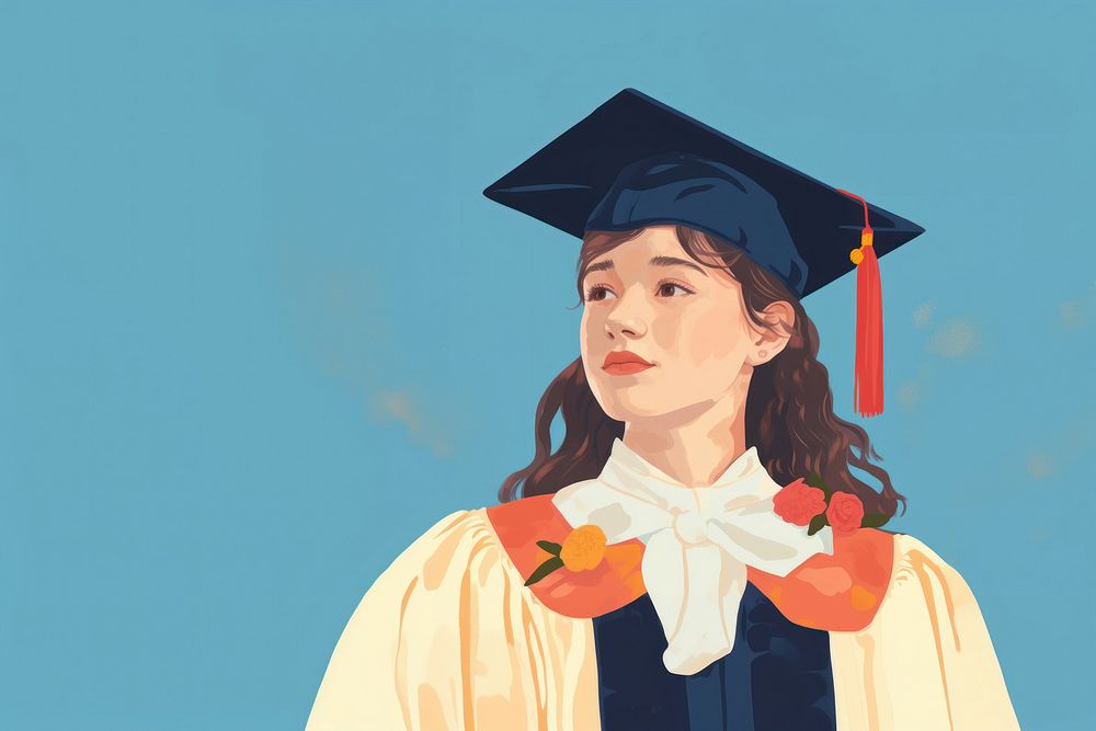 White girl graduation student school. AI generated Image by rawpixel.