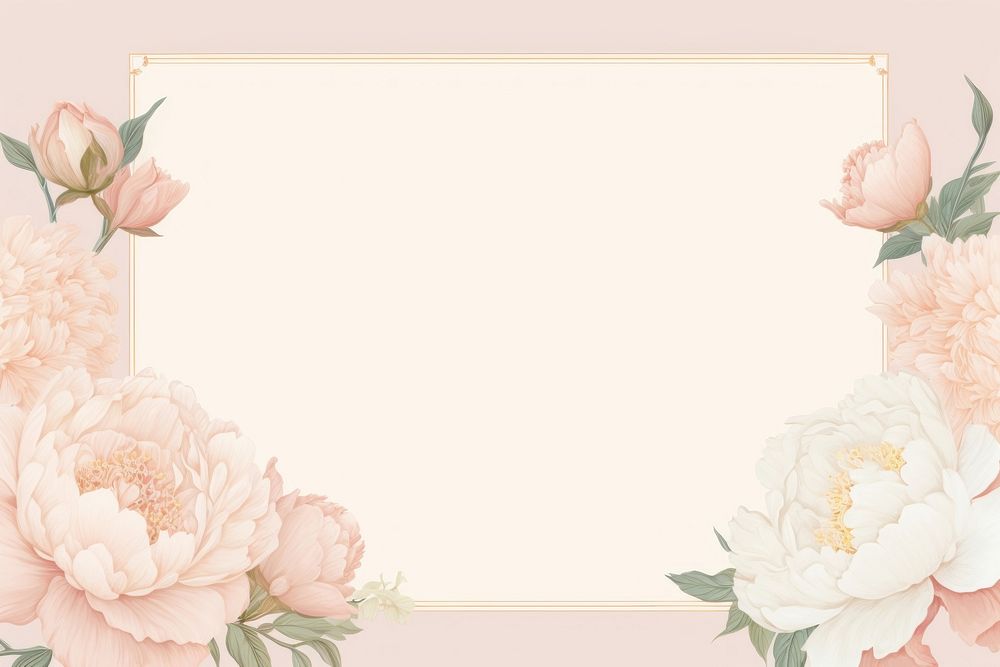 Peony border frame backgrounds pattern flower. AI generated Image by rawpixel.