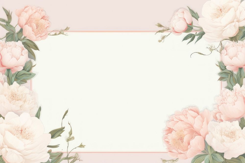 Peony border frame backgrounds pattern flower. AI generated Image by rawpixel.