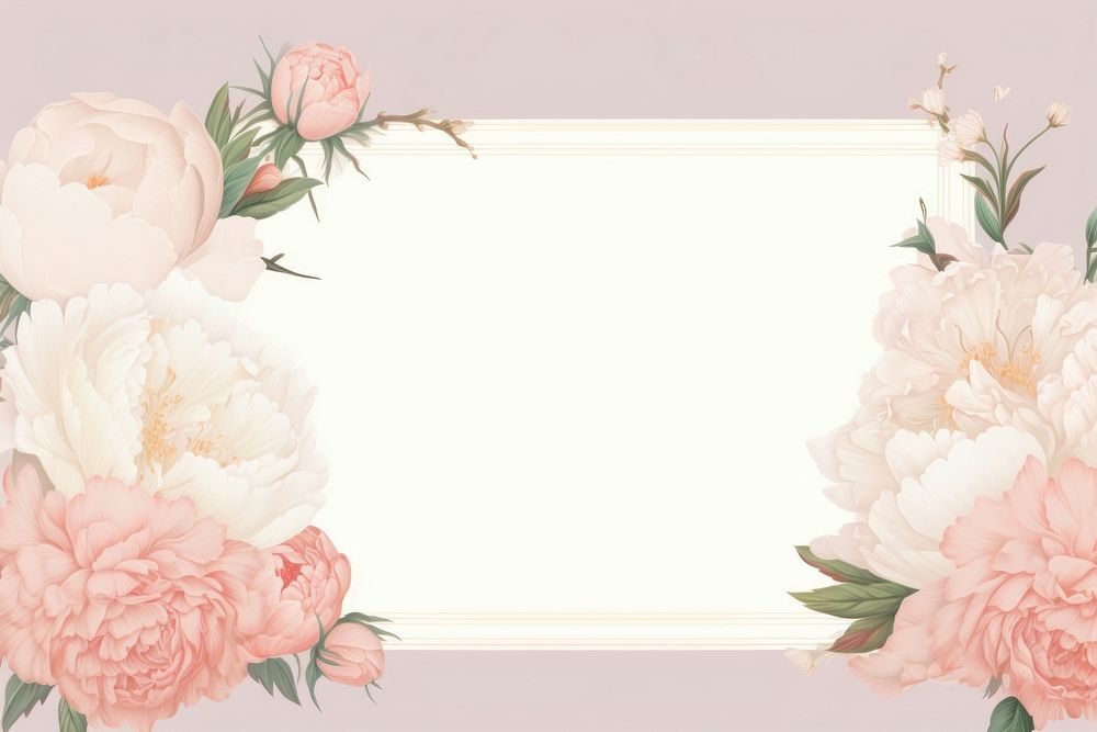 Peony border frame flower plant rose. AI generated Image by rawpixel.