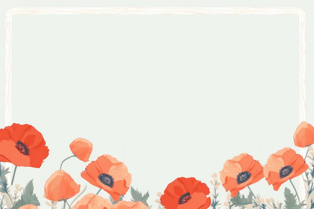 Poppy border frame backgrounds flower plant. AI generated Image by rawpixel.