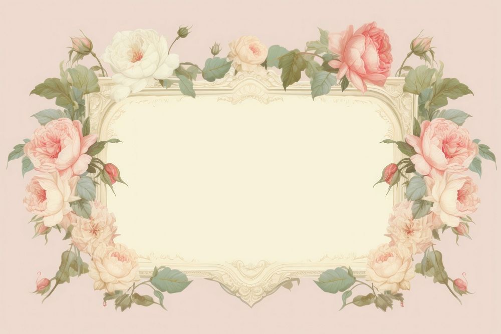 Rose border frame pattern flower plant. AI generated Image by rawpixel.