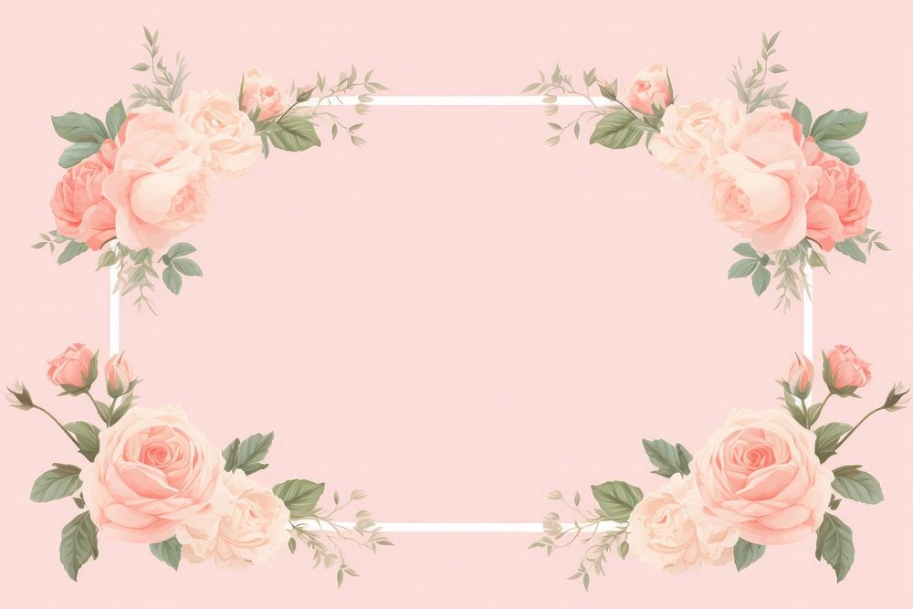 Rose frame pattern flower plant. AI generated Image by rawpixel.