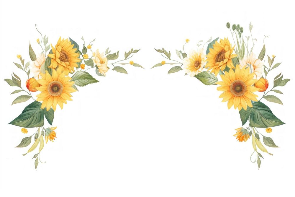 Sunflower border frame pattern plant inflorescence. AI generated Image by rawpixel.