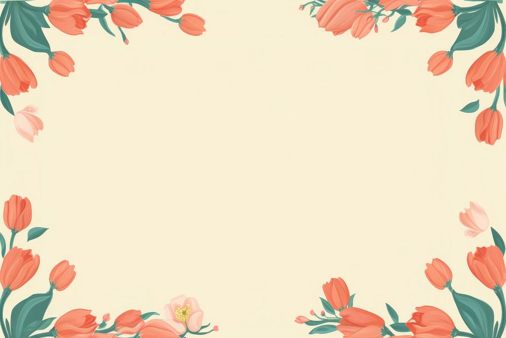 Tulip border frame backgrounds pattern graphics. AI generated Image by rawpixel.