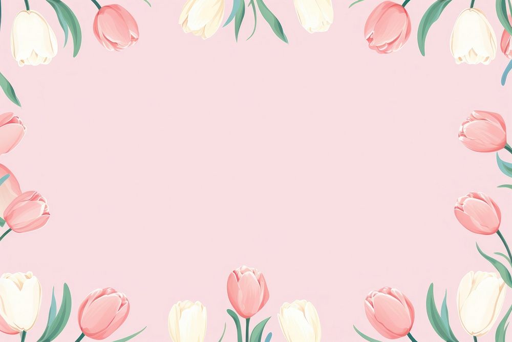 Tulip border frame backgrounds pattern flower. AI generated Image by rawpixel.