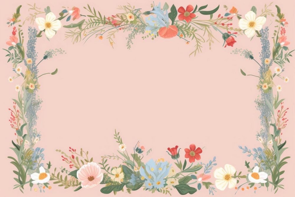 Wildflower border frame backgrounds pattern plant. AI generated Image by rawpixel.