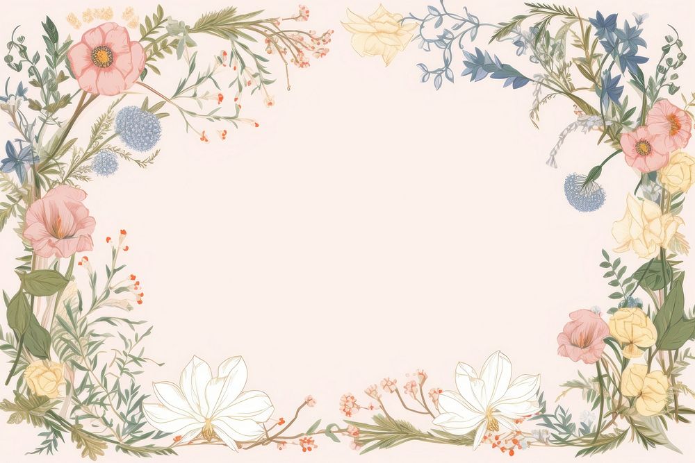 Wildflower border frame backgrounds pattern fragility. 