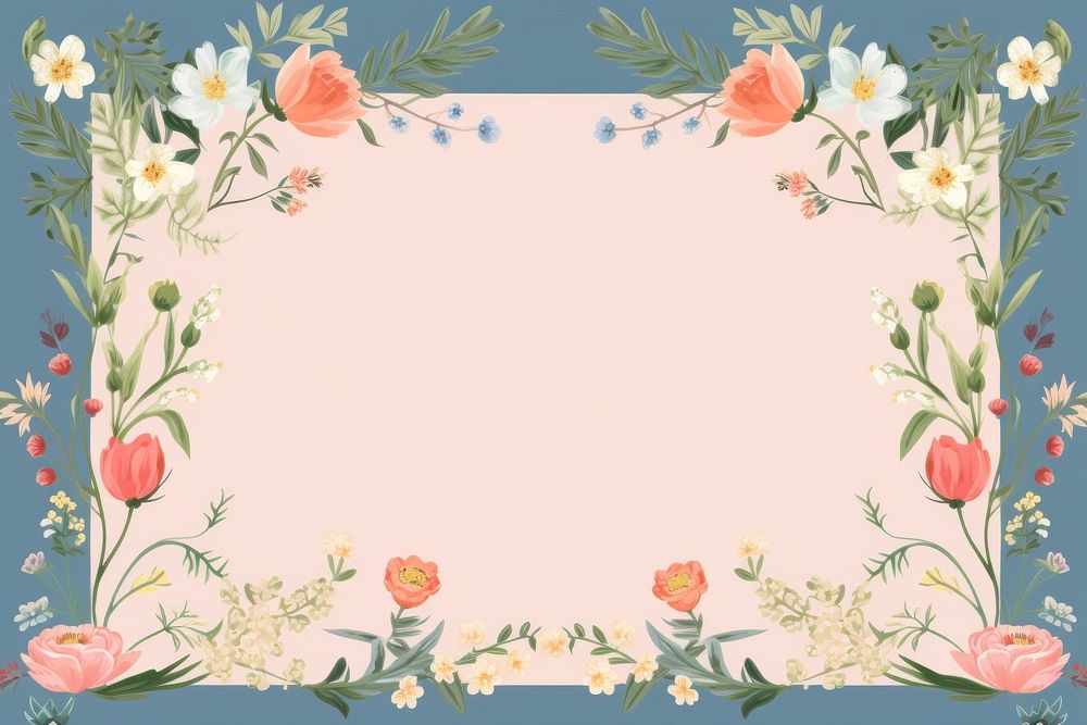 Wildflower border frame backgrounds pattern plant. AI generated Image by rawpixel.