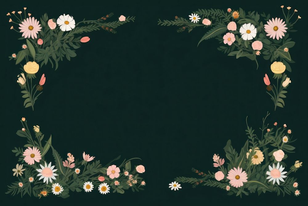 Wildflower border frame backgrounds blackboard pattern. AI generated Image by rawpixel.