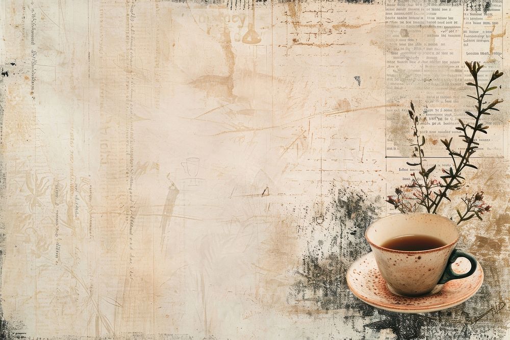 Coffee cup ephemera border backgrounds saucer paper.