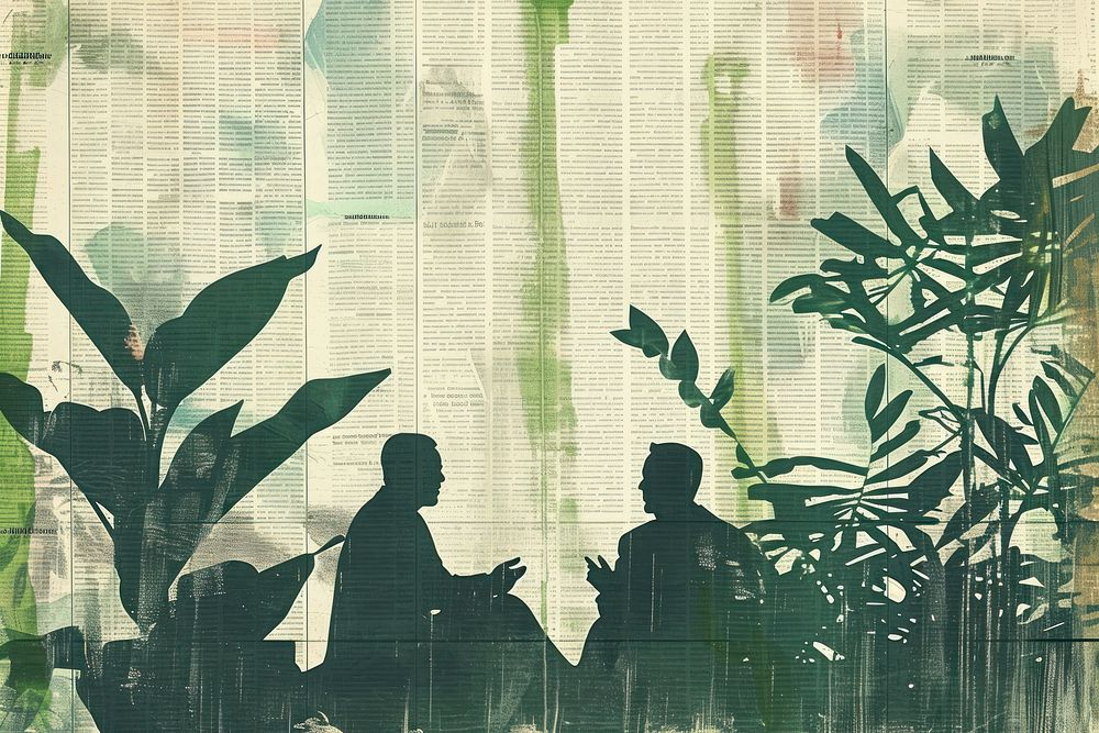 Businessman talking together silhouette outdoors drawing.