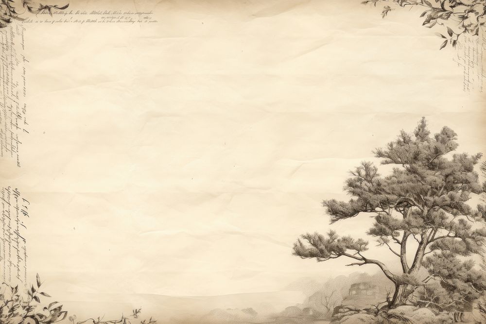 Tree ephemera border backgrounds drawing sketch.