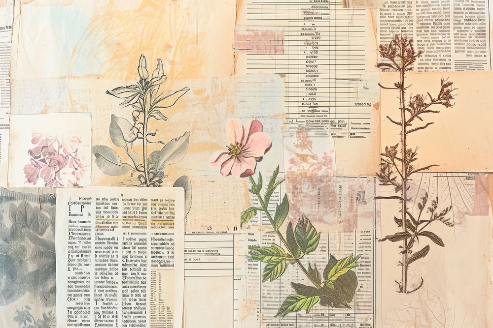 Invention ephemera border background herbs backgrounds collage.