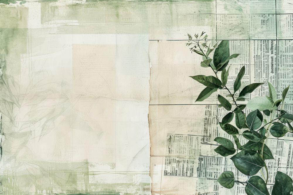 Newpaper ephemera border backgrounds drawing plant.