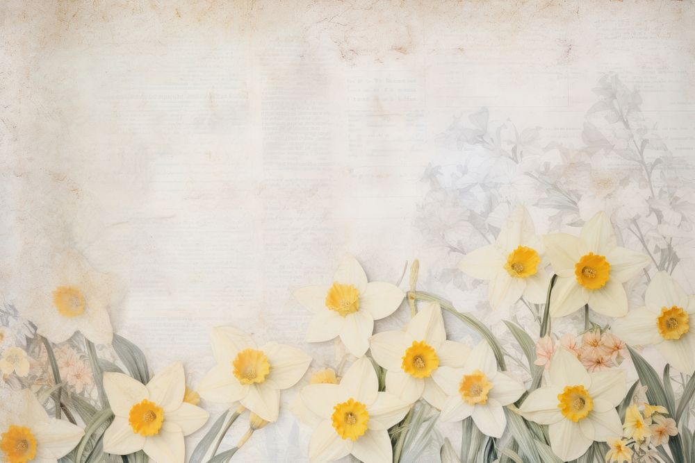 Daffodil flower ephemera border daffodil backgrounds painting.