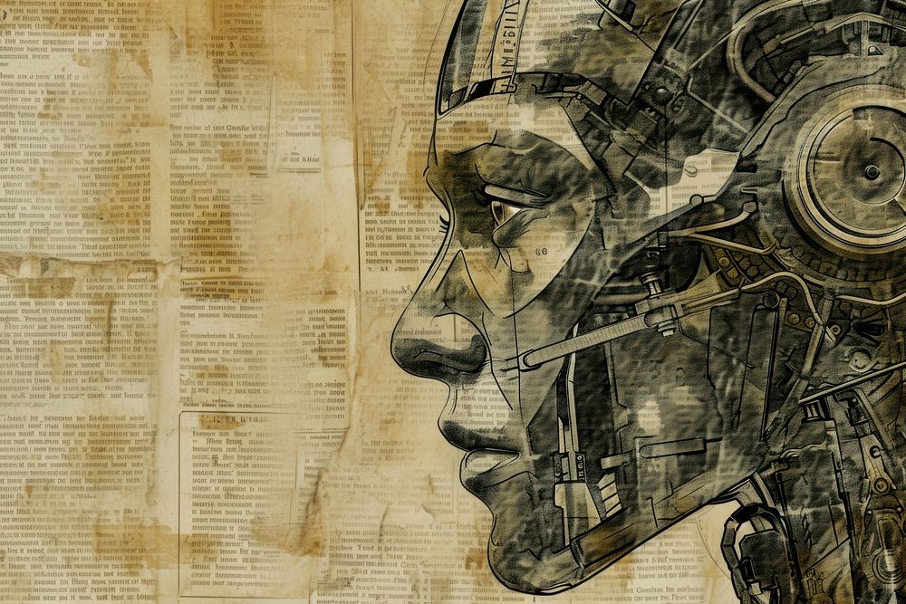 AI Cyborg Man backgrounds technology drawing.