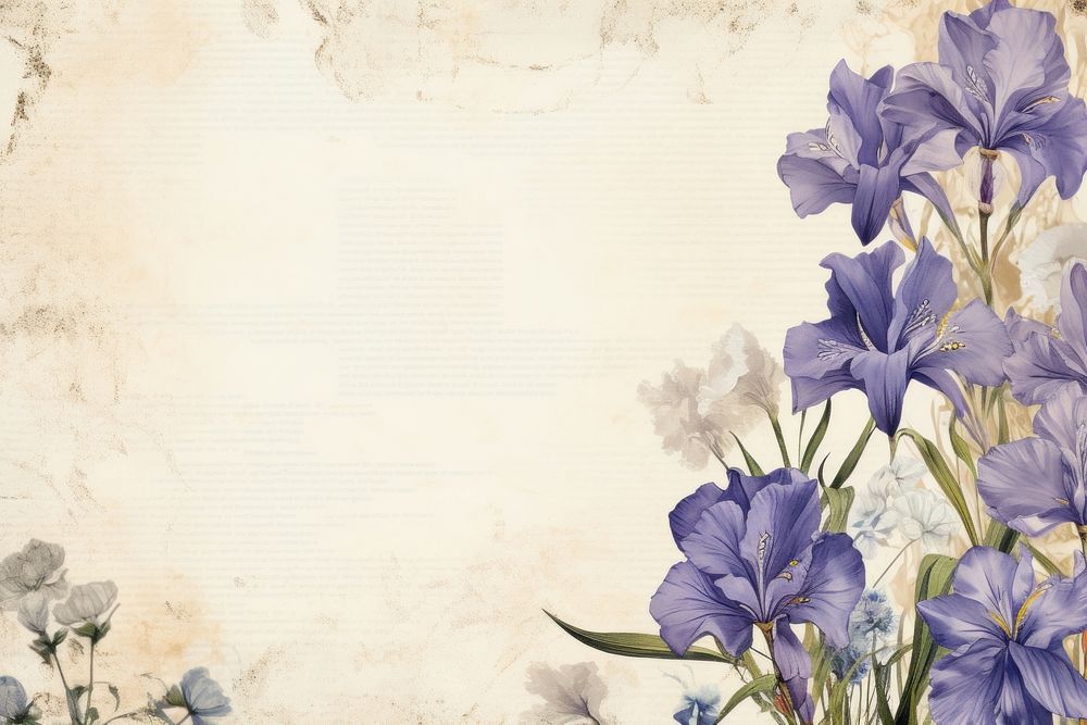 Iris flower ephemera border backgrounds blossom pattern.