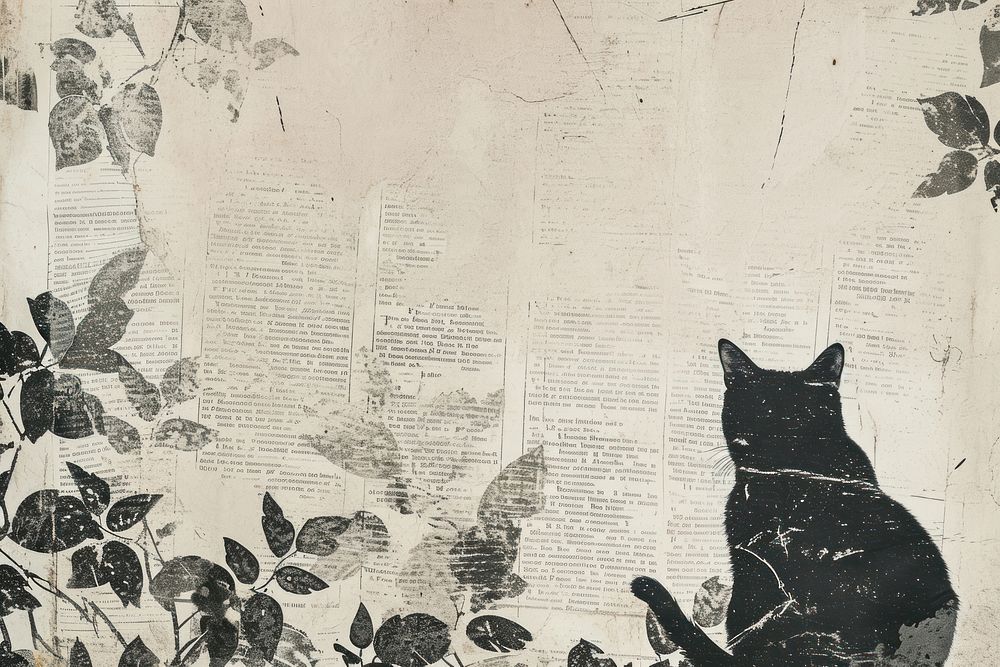 Cat ephemera border background backgrounds drawing animal.