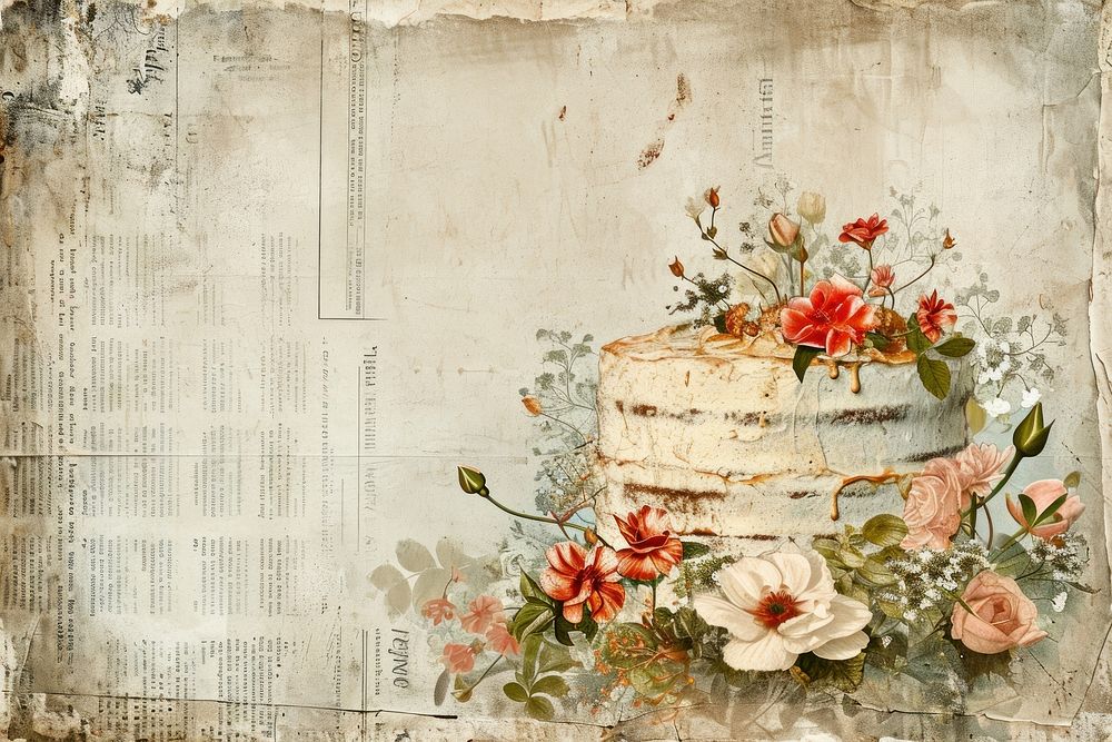 Birthday cake ephemera border flower plant paper.