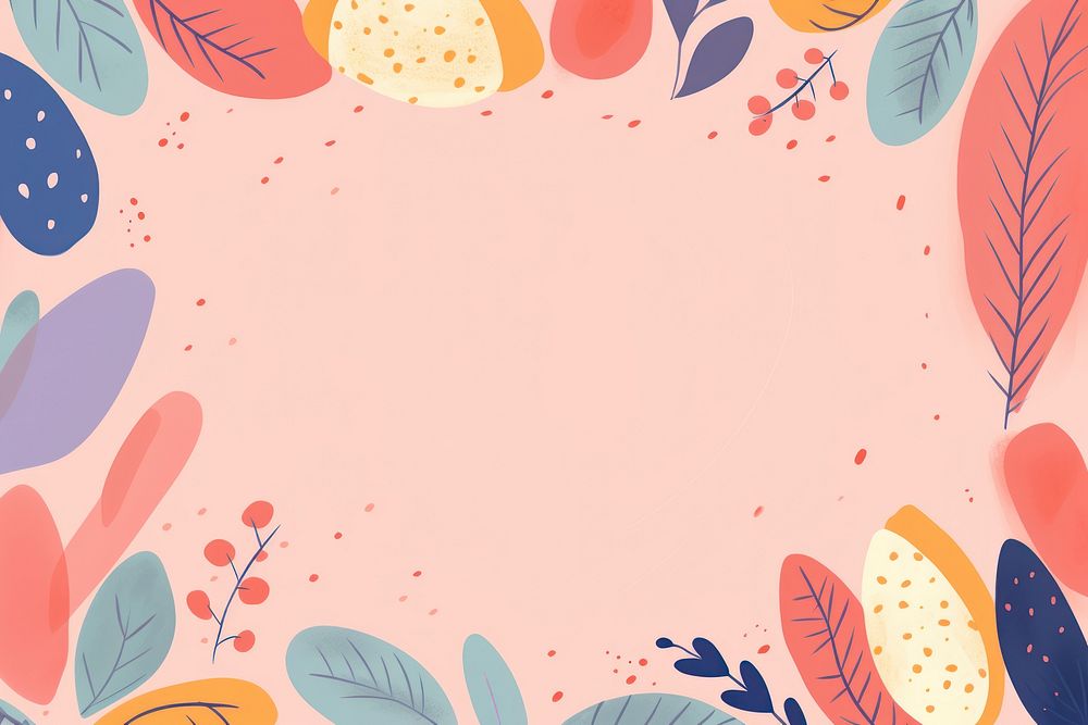  Shapes and leaves in pastel pattern line pink. AI generated Image by rawpixel.