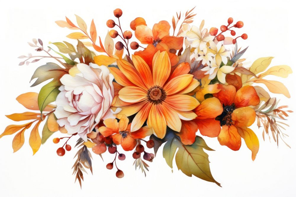 Autumn Flower flower painting pattern. AI generated Image by rawpixel.