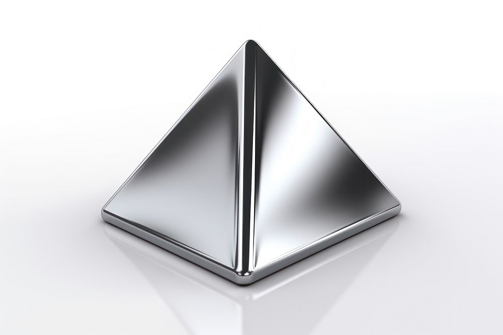 Triangle Chrome material triangle silver white background.