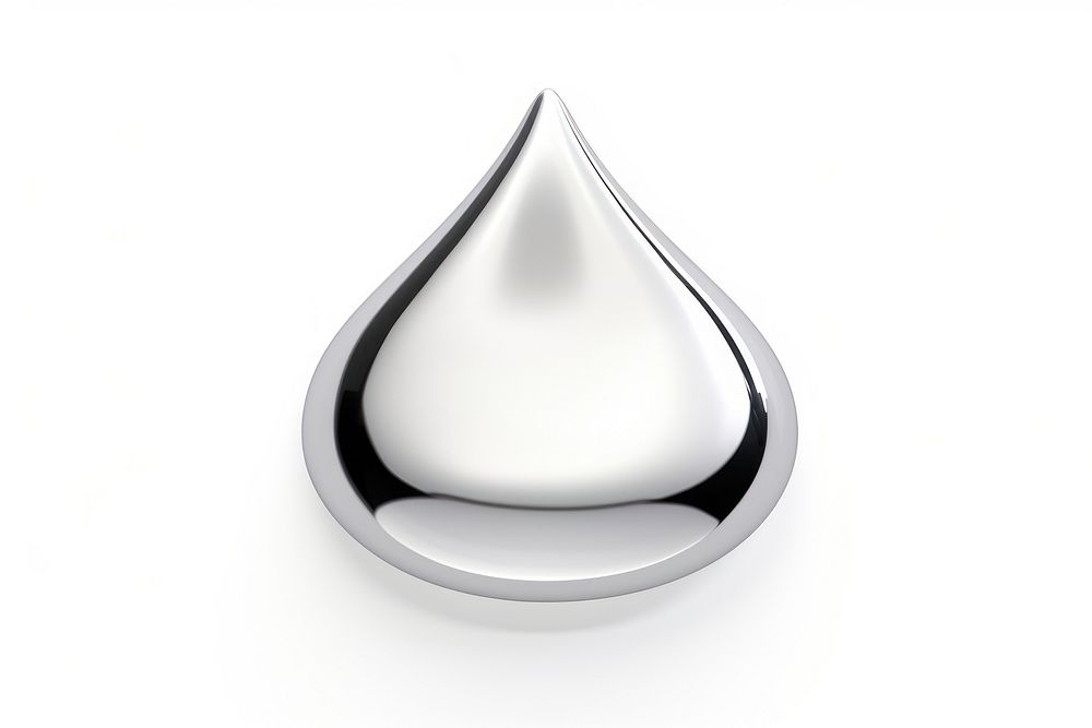 Water drop Chrome material jewelry silver white background.